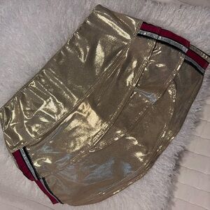 Lucky In Love gold glitter and red accents scalloped tennis skirt